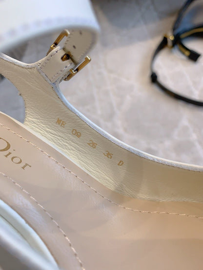 CD Icon Slingback 8cm White Leather 615470