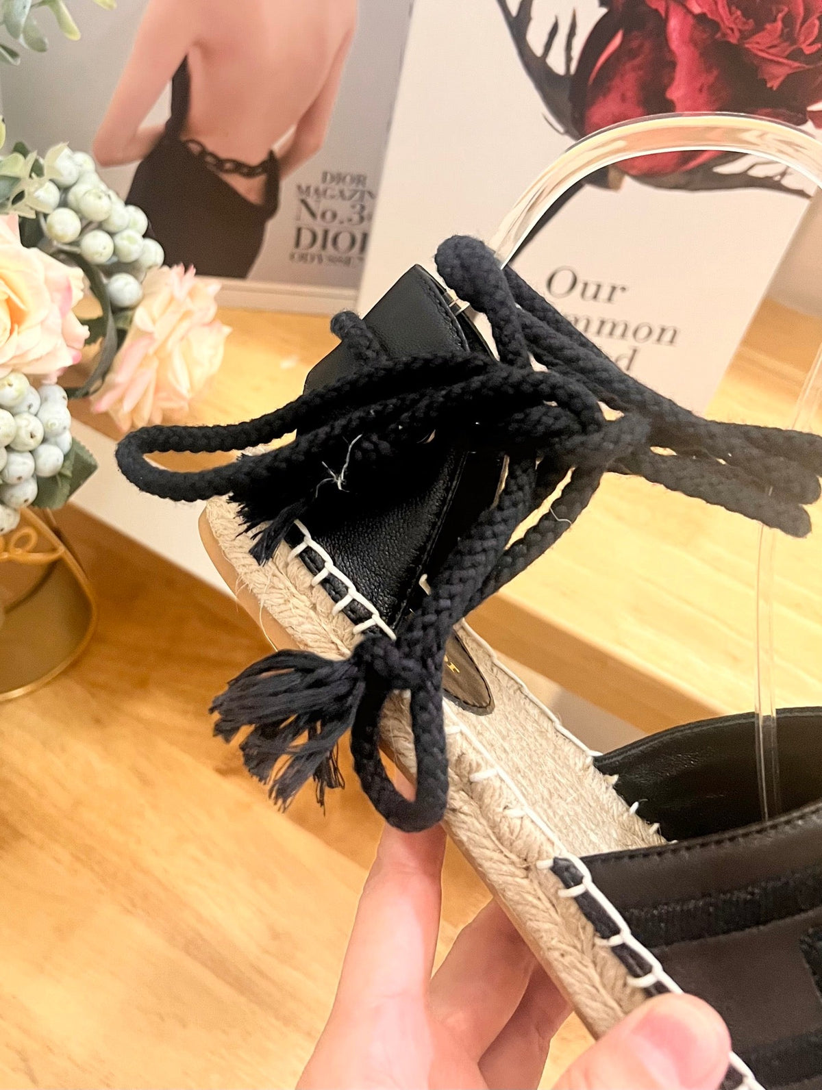 CD FW26 Sandals Black Sheepskin 692256
