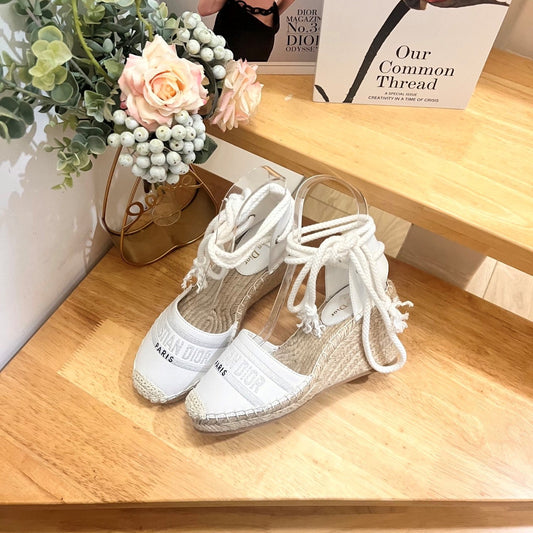 CD FW26 Wedge Sandals White Sheepskin 692258