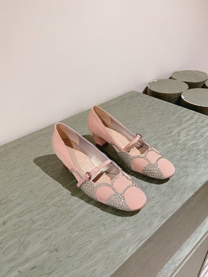 VT Bowow Embellished Pumps 45mm Light Pink Fabric 659204