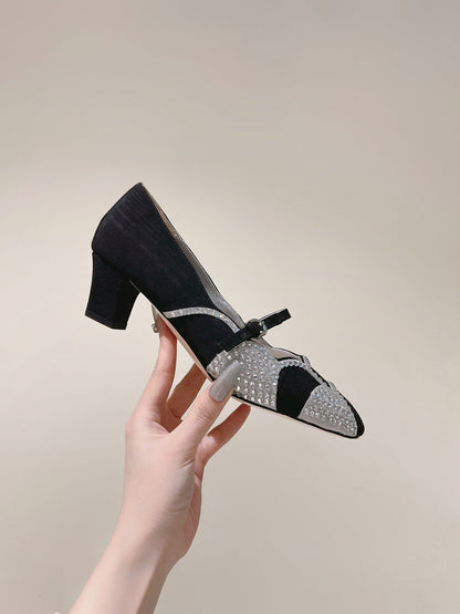 VT Bowow Embellished Pumps 45mm Black Fabric 659205