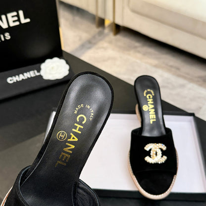 CC 2026 Wedge Sandals 65 Black Suede 667770