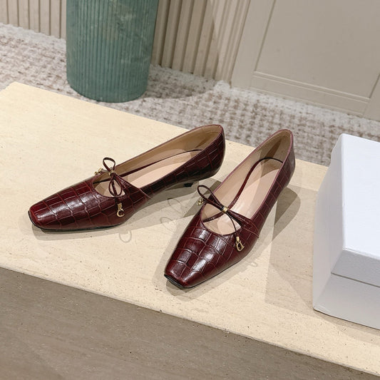CD Muse Pump 4cm Brown Crocodile-Printed Calfskin 694199