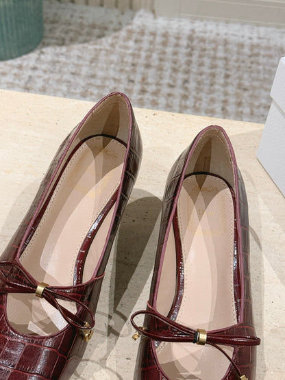 CD Muse Pump 4cm Brown Crocodile-Printed Calfskin 694199