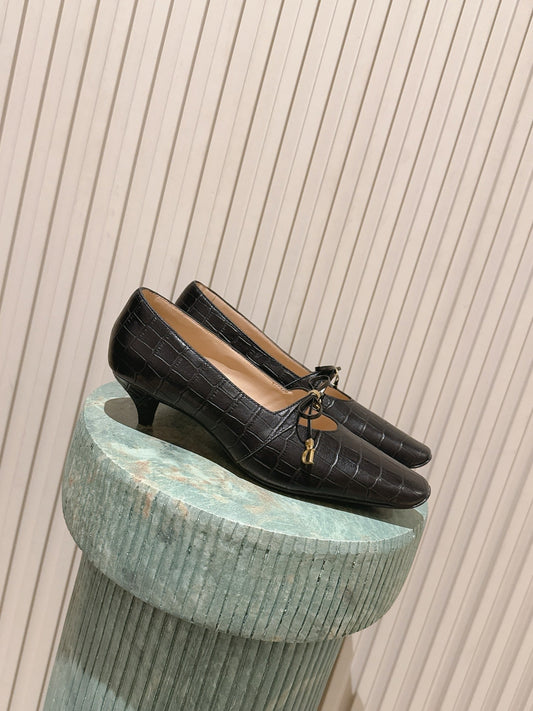 CD Muse Pump 4cm Black Crocodile-Printed Calfskin 694200