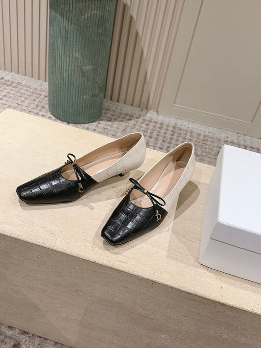 CD Muse Pump 4cm Black White Crocodile-Printed Calfskin 694202