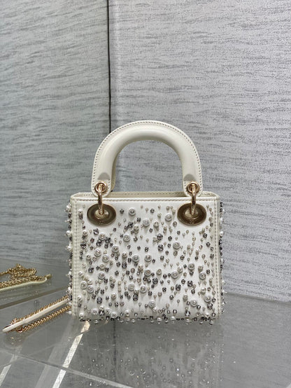 CD Lady 17cm White Canvas Diamond Embellished