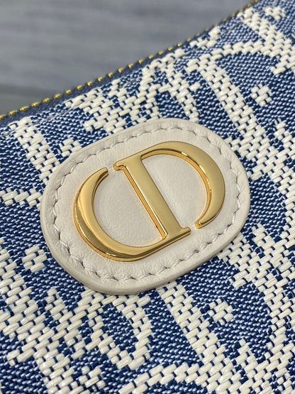 CD Cigale mini bag 26 blue raffia-effect fabric