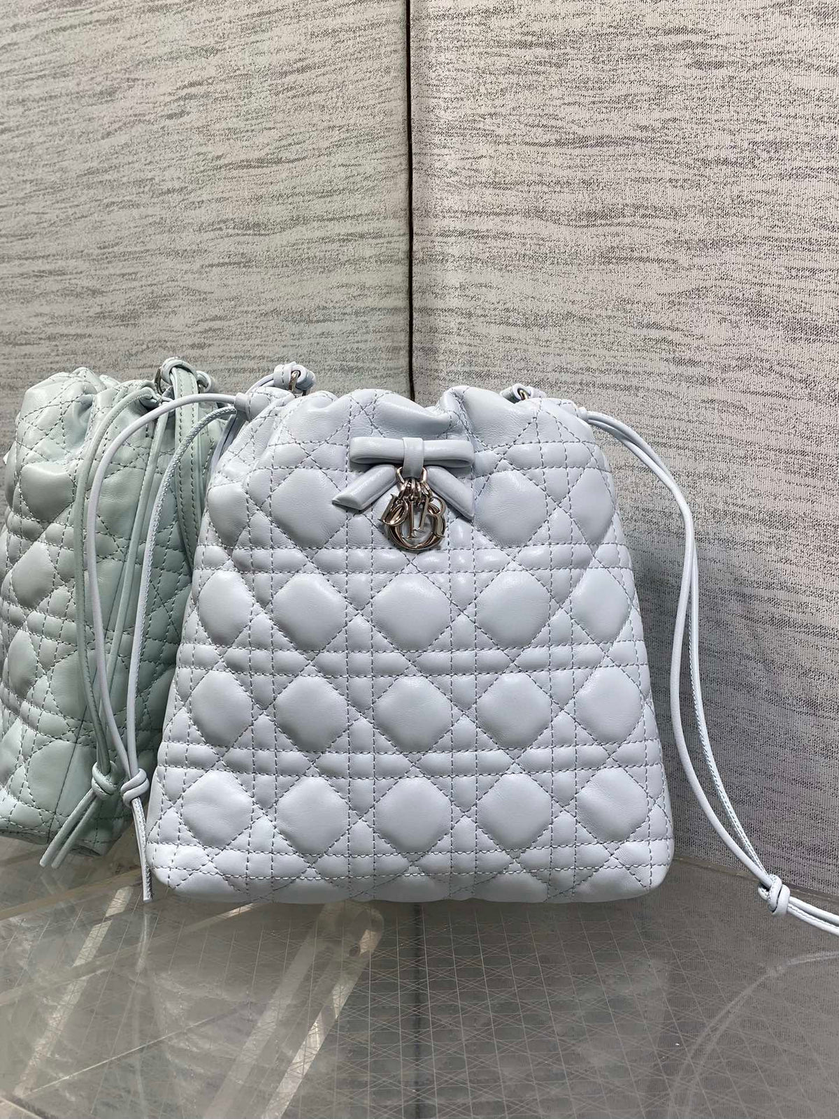 CD Adiorable Mini Bucket Bag Glacier Blue Lambskin 286643