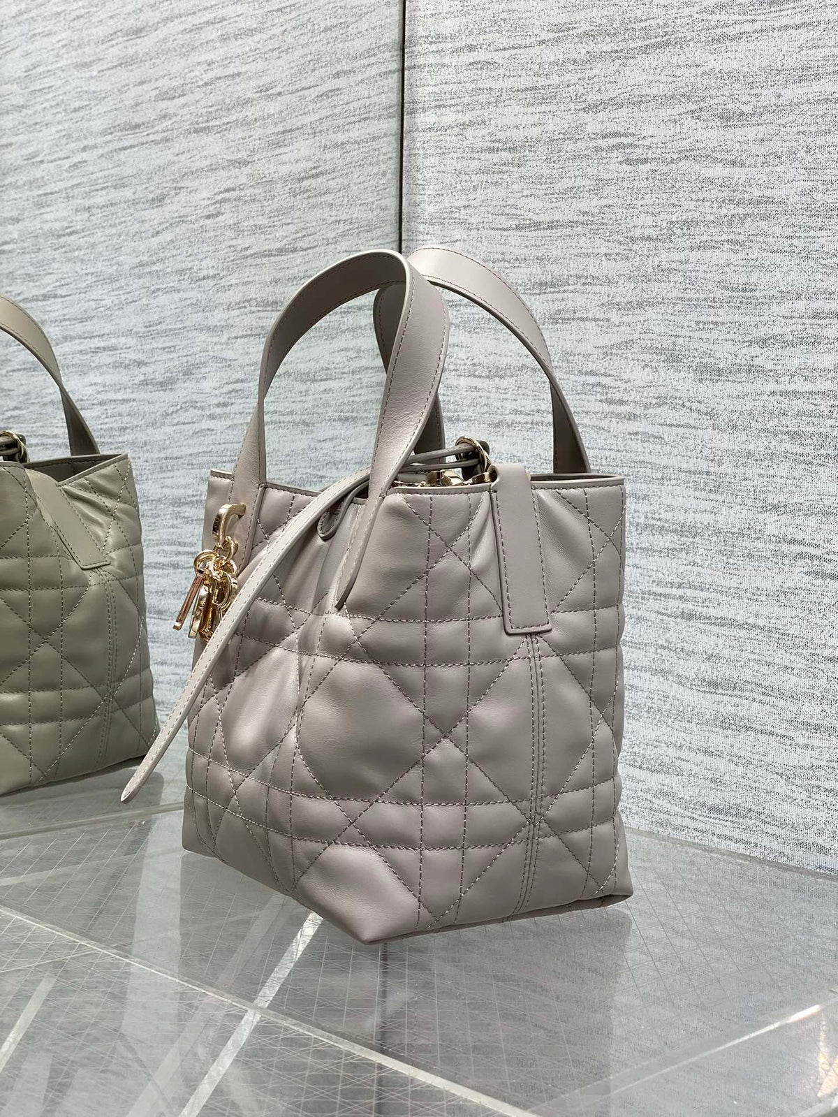 CD Toujours Bag 18cm Charcoal Gray Calfskin 286662