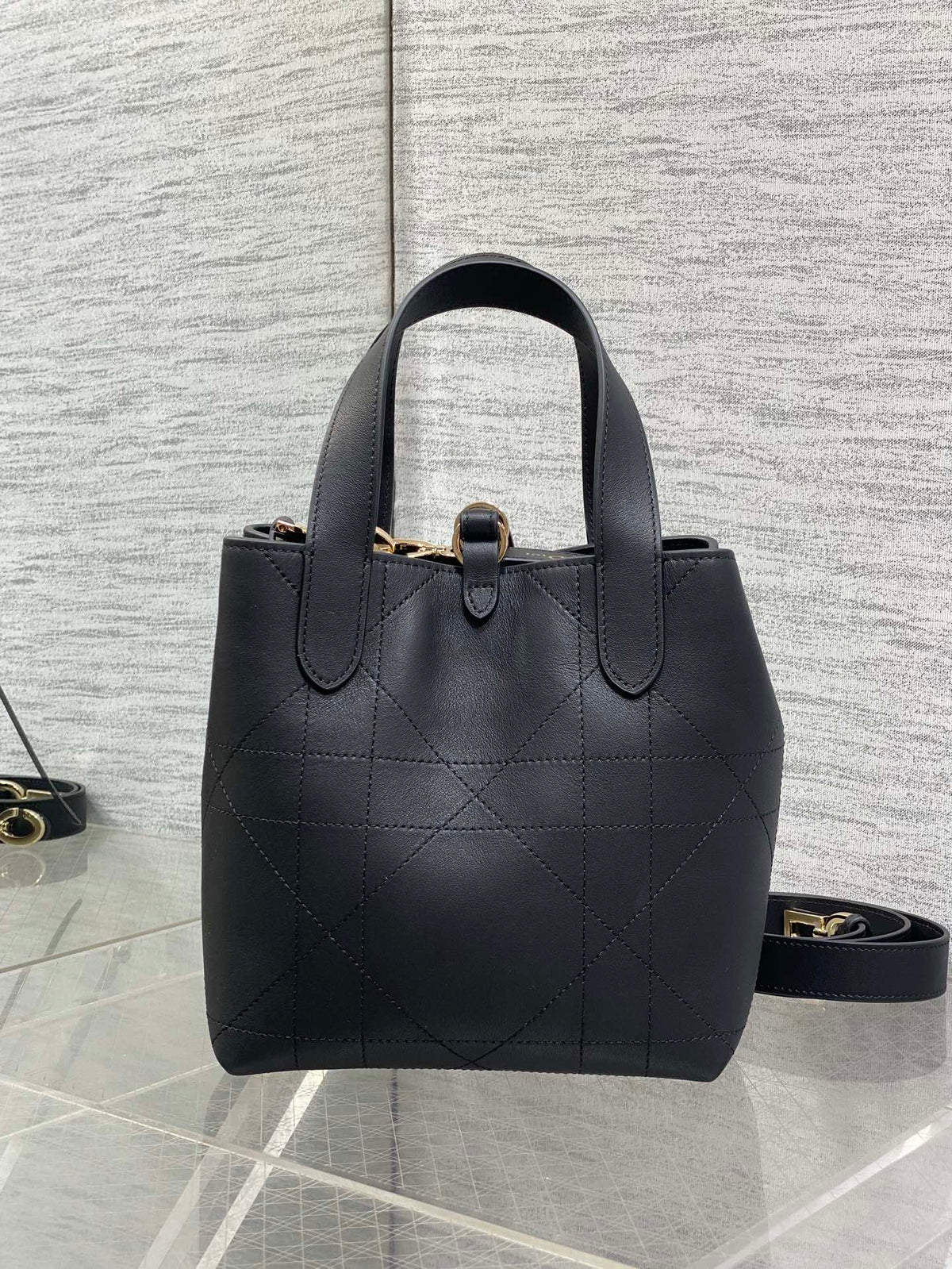 CD Toujours Bag 18cm Black Macrocannage Lambskin 286515