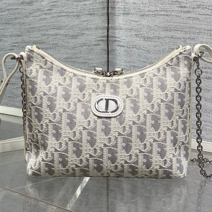 CD Diorling 19cm Bag White Grey Cotton Calfskin 289144