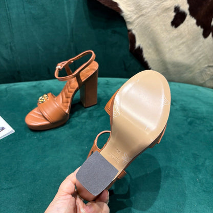 GG Platform Sandals With The Double G Brown Leather 741237
