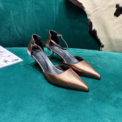 GG Bombshell Pump Copper Laminated Leather 741249