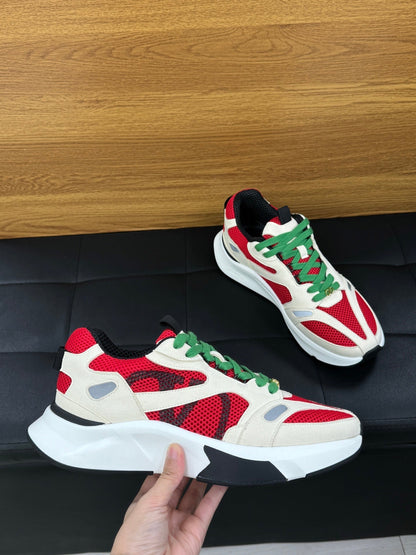 VT 26s Demivee Trainers White Red Mesh Suede 104036