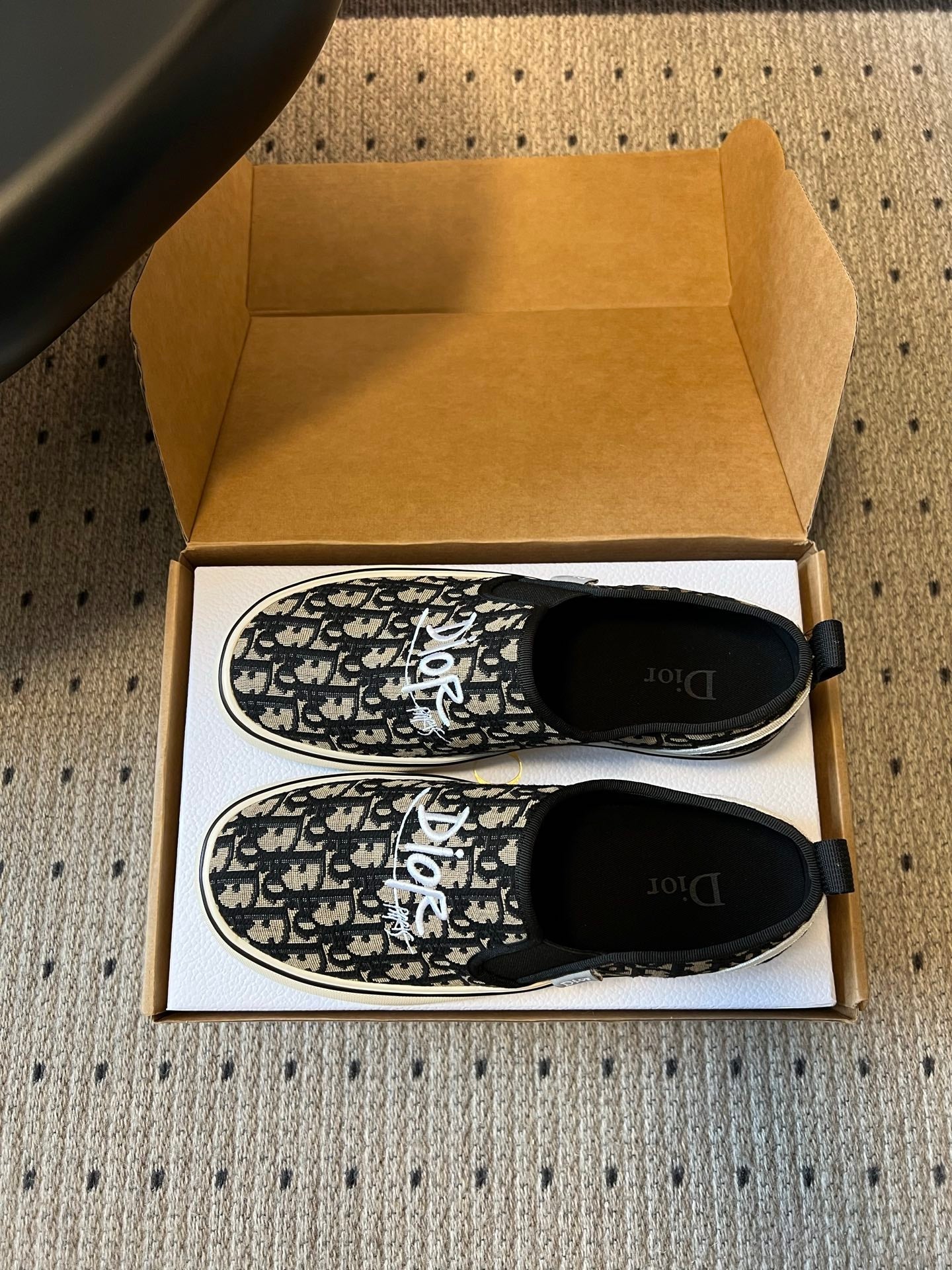 CD 26s Slip-on Shoes Black Beige Canvas 903389