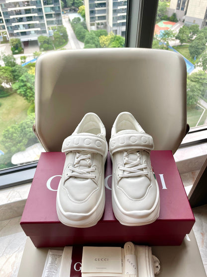 GG 26 Platform Sneaker White Sheepskin 632854