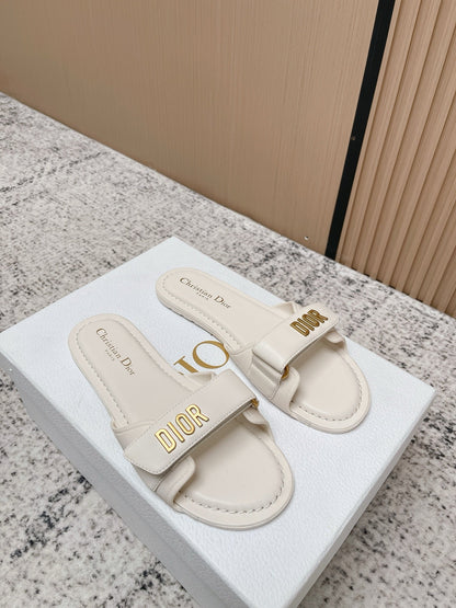 CD Dioriviera Dioract Slides White Cowhide 752400