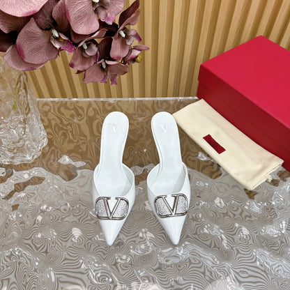 Vlogo Signature with Crystals Slingback Pump 70 White Calfskin