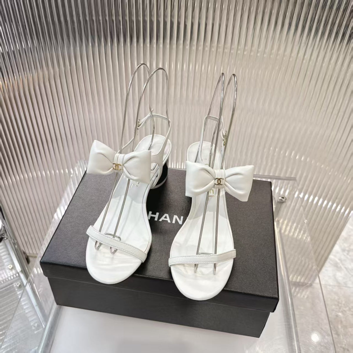 Chanel 2026 Bow-Accented Sandals Block Heel 55mm Sheepskin Leather 791153