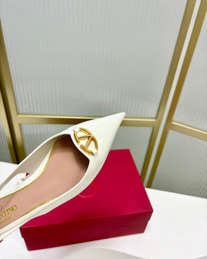 VLogo Slingback Ballerina 20mm In Glossy White Cowhide 843655
