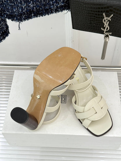 CD D-Club Heeled Sandal 80mm Cream Calfskin 473830