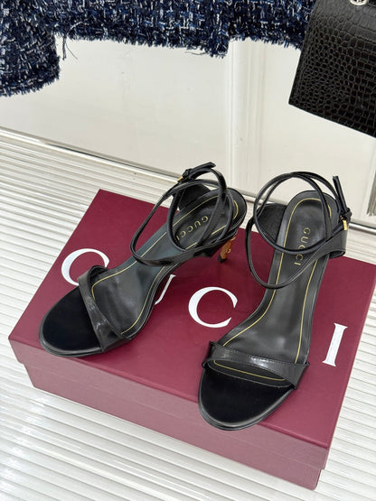 GG Castello Sandals 7.5cm Black Leather 886486