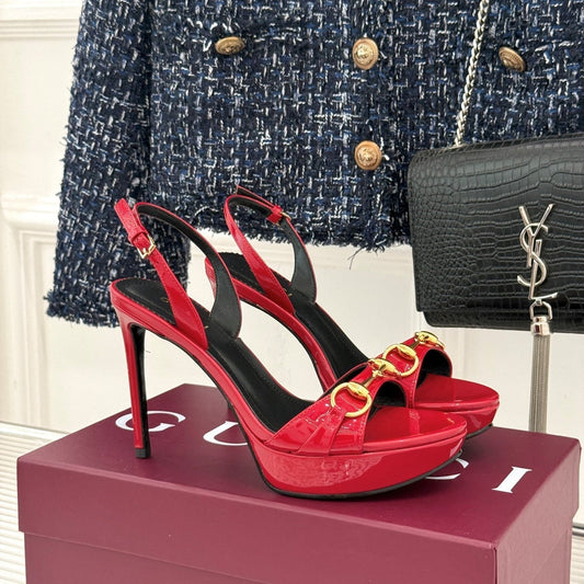 GG 26s Donna Platform Sandal 12cm Red Patent Leather 991731