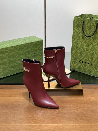 GG 26s Signoria Ankle Boot 10.5cm Burgundy Cowhide 997221