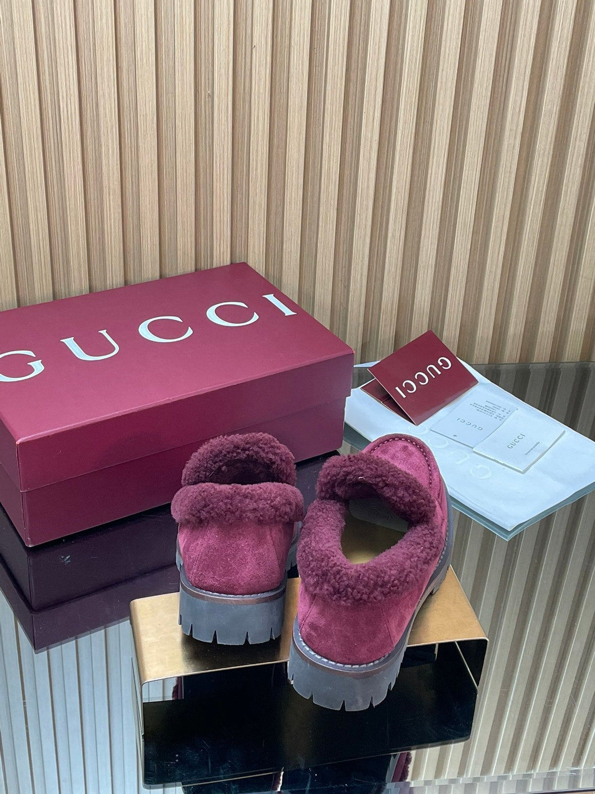 Gucci 2025 Horsebit Loafer Red Suede Wool 563046