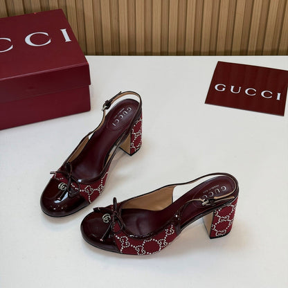 GG 26s Embellished Slingback Pumps Red Denim 997168