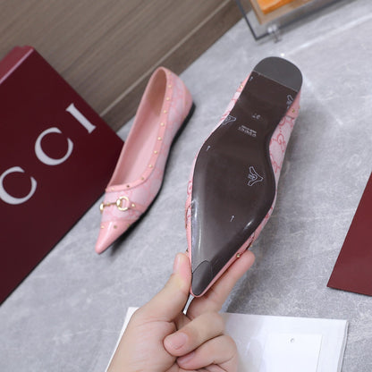 GG Savoy Ballerina Light Pink Denim Leather 864280