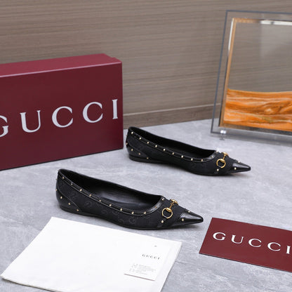 GG Savoy Ballerina Black Velvet Leather 864283