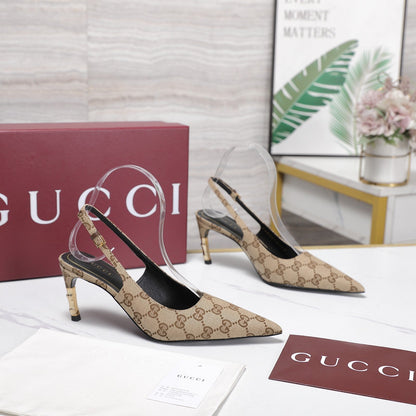 GG Castello Slingback 7.5cm Beige Canvas 864299