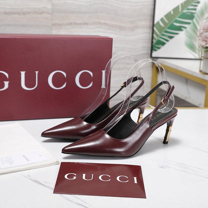 GG Castello Slingback 7.5cm Burgundy Sheepskin 864303