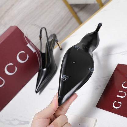 GG Castello Slingback 7.5cm Black Sheepskin 864304