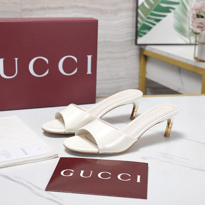 GG 26s Slide 5.5 With Bamboo Motif White Lambskin 961220