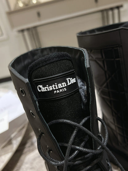 CD- D-Leader Ankle Boot 45mm Black Calfskin And Fleece Lining