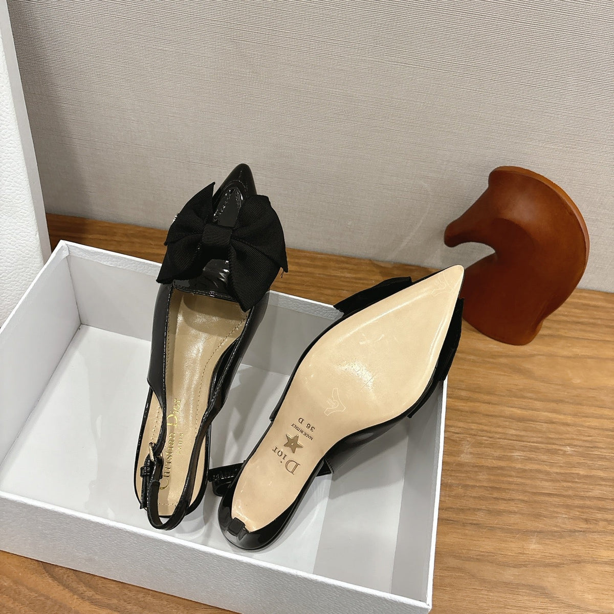 CD Diorissimo Slingback 50mm Black Patent Leather 541249