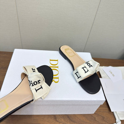 CD 26s J'Adior Slides Black Canvas Lambskin 922456