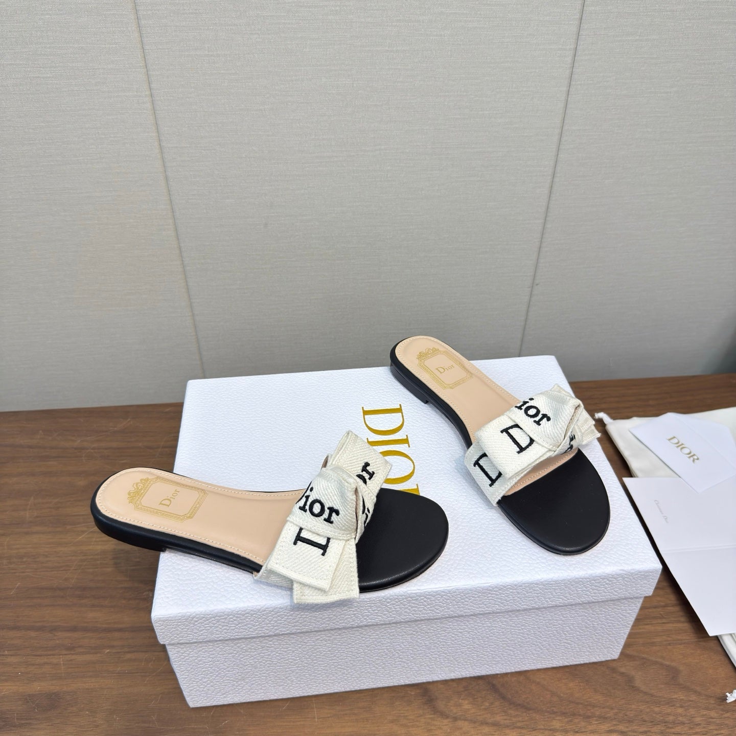 CD 26s J'Adior Slides Black Canvas Lambskin 922456
