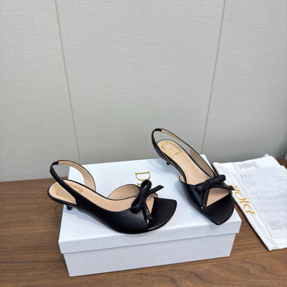 CD 26s Bow Heeled Slingback 3.5cm Black Lambskin 922492
