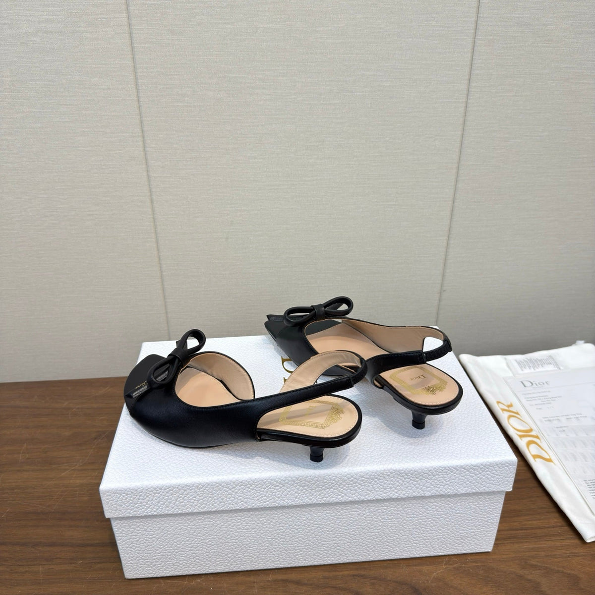 CD 26s Bow Heeled Slingback 3.5cm Black Lambskin 922492