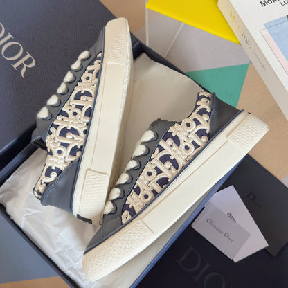 CD B33 Sneaker - Limited And Numbered Edition 40mm Charcoal Blue Oblique Jacquard And Cowhide