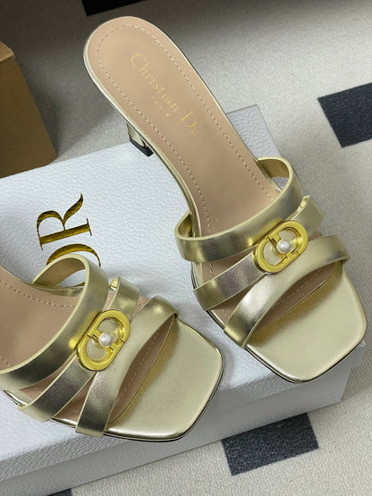 CD 26 High-Heeled Sandals 80mm Gold Metallic Cowhide 632584