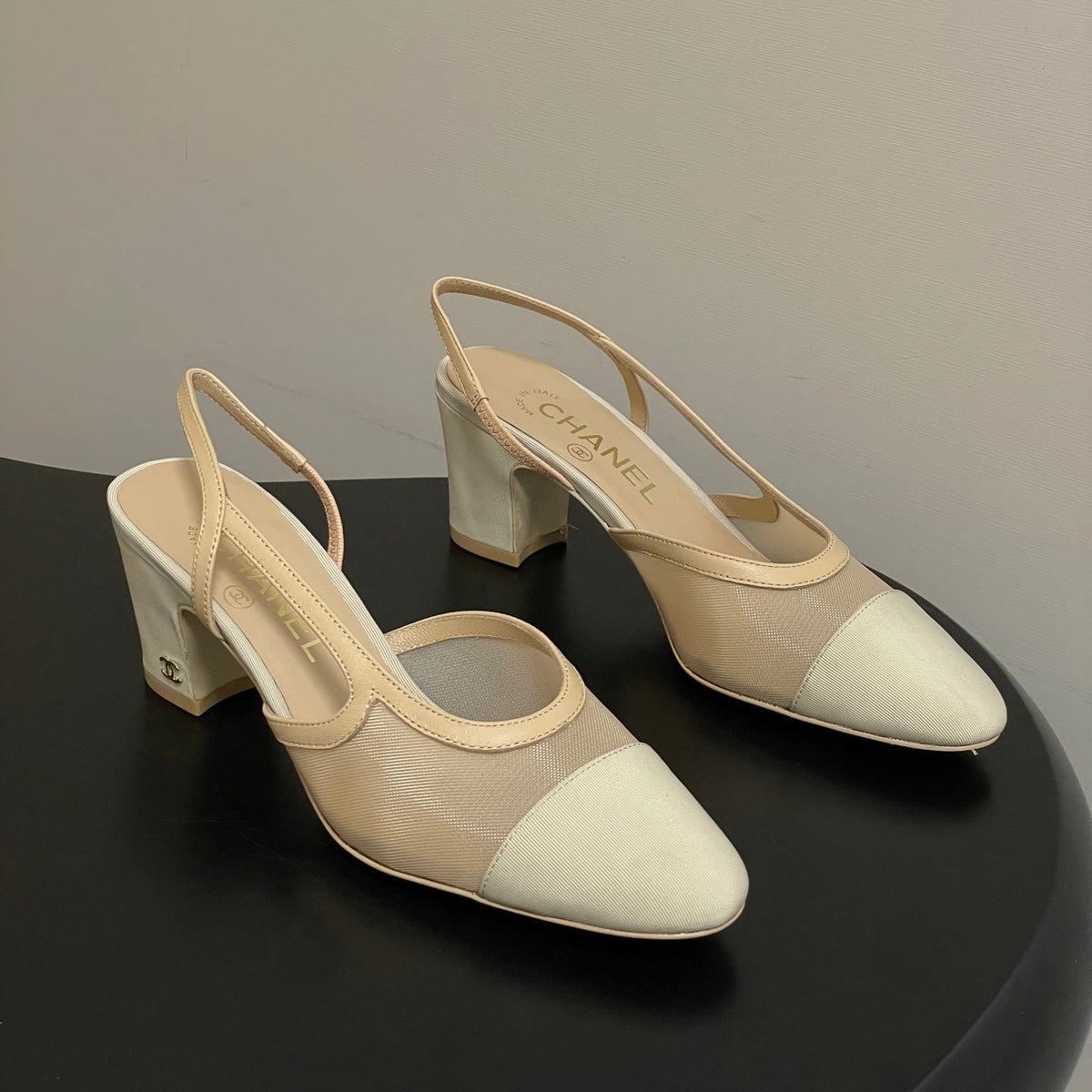 CC 26s Slingback 65mm Mesh Fabric Sheepskin