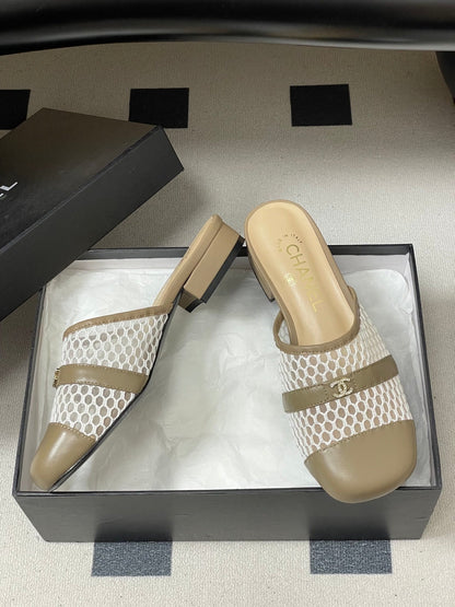 CC 26s High-Heeled Mules Light Taupe Cowhide 649465