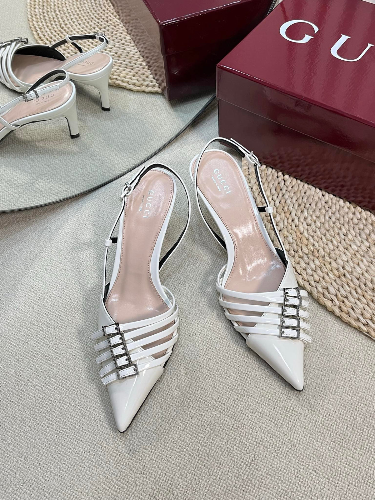 GC Regent Buckles Slingback White Leather 294604