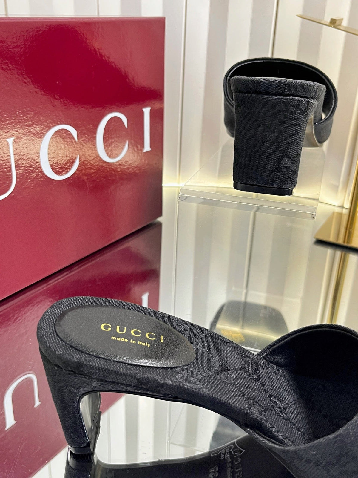 GG 26S Slippers 4.5cm Black Canvas 616452