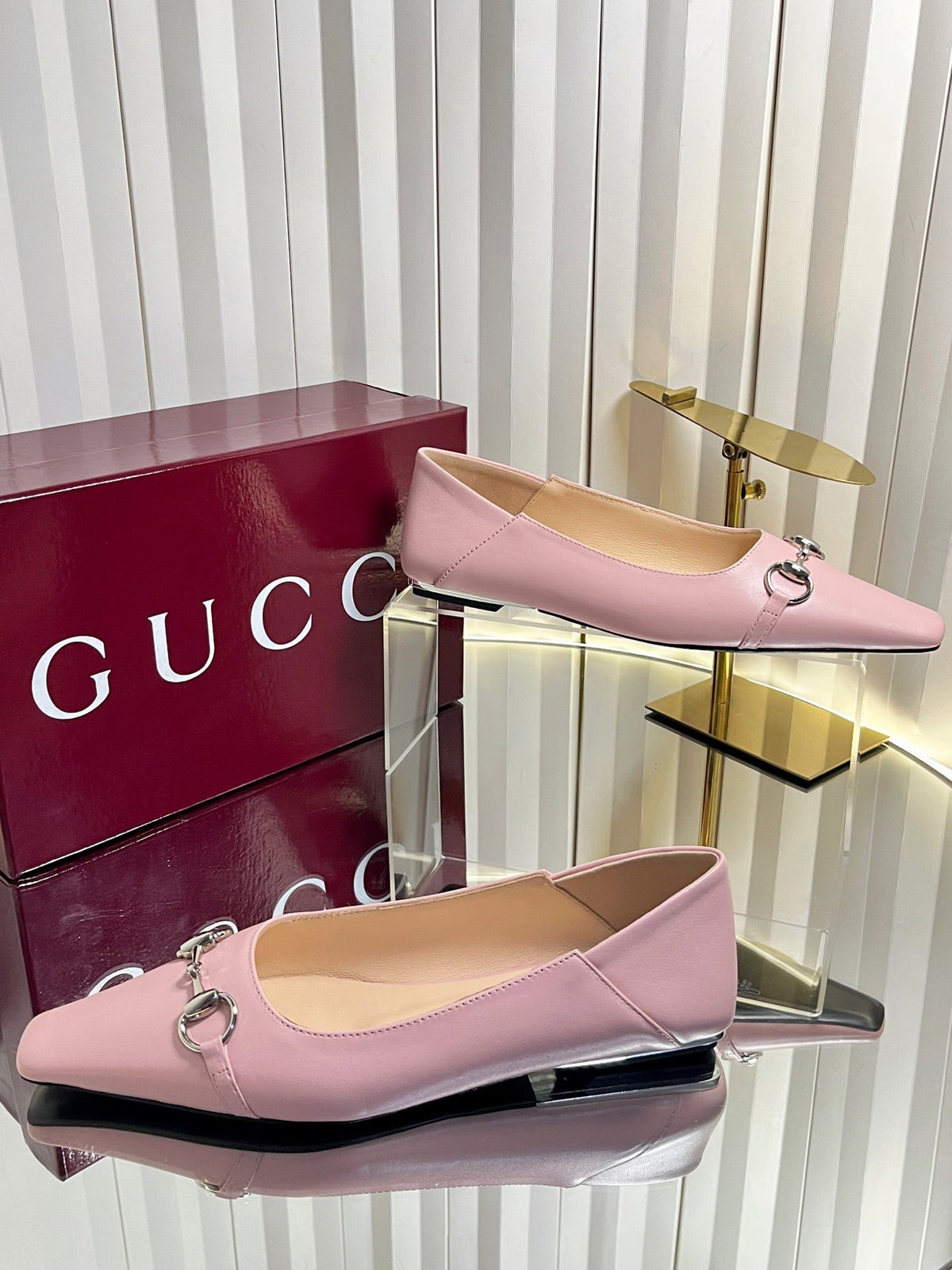 GG 26s Vittoria Ballerina Flats Light Pink Leather 768137